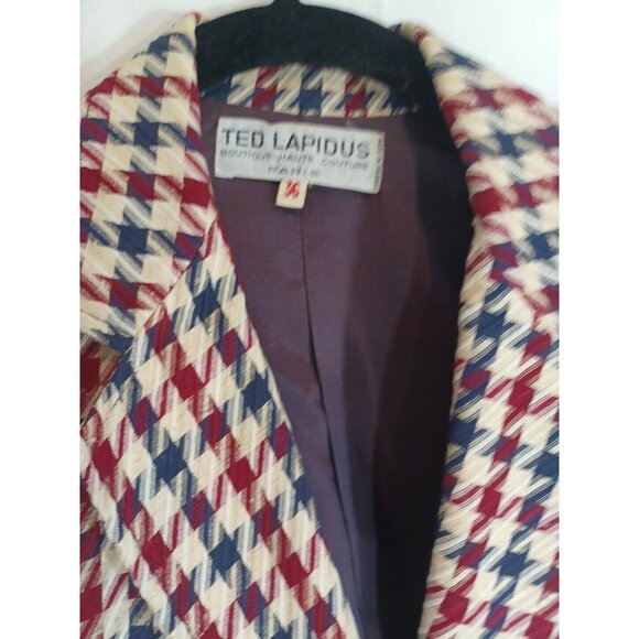 Ted Lapidus Paris Vintage Haute Couture 1970 Houndstooth Women Blazer Jacket M - Picture 3 of 16